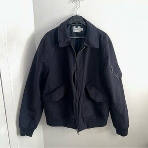 Topman Classic Navy Blue Bomber Jacket Military Style with Utility Pockets